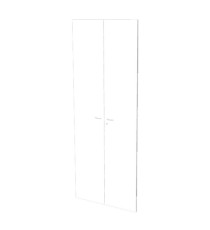 Coppia ante per libreria modulare - alta - 76 cm - melaminico - con serratura - bianco