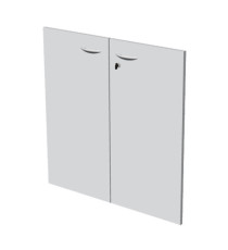 Coppia ante per libreria modulare - bassa - 76 cm - melaminico - con serratura - bianco