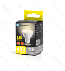 FARETTO LED GU10 A5 6W 480 LUMEN COLOR BOX 4000K LUCE NATURALE MISURA D50H55mm EQUIVALE A 68W INCANDESCENZA