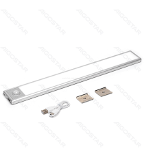 Lampada led per armadio con sensore 1,5W 132lm luce naturale 4000k con batteria ricaricabile, in alluminio L300xW40xH9mm