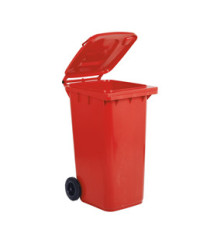 Bidone carrellato per raccolta differenziata - 240 L - rosso - MobilPlastic Bidone carrellato per raccolta differenziata - 240 L - rosso - MobilPlastic