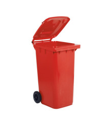 Bidone carrellato per raccolta differenziata - 240 L - rosso - MobilPlastic Bidone carrellato per raccolta differenziata - 240 L - rosso - MobilPlastic