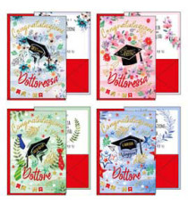 Biglietto auguri portasoldi Laurea - 4 soggetti assortiti - Kartos Biglietto auguri portasoldi Laurea - 4 soggetti assortiti - Kartos