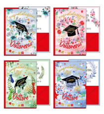 Biglietto auguri portasoldi Laurea - 4 soggetti assortiti - Kartos Biglietto auguri portasoldi Laurea - 4 soggetti assortiti - Kartos
