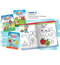 ALBUM DA COLORARE 24 FACCIATE TEMA LA FATTORIA, MERENDE E PROFESSIONI BLASETTI