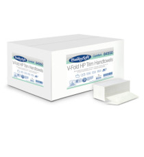 Asciugamani piegati a V Comfort - 2 veli - goffratura micro - 17 gr - 21x21 cm - bianco - BulkySoft - conf. 210 pezzi Asciugamani piegati a V Comfort - 2 veli - goffratura micro - 17 gr - 21x21 cm - bianco - BulkySoft - conf. 210 pezzi