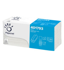 Asciugamani piegati a Z - 2 veli - 22 gr - goffratura a onda+ - 23,4 x2 3 cm - bianco - Papernet - conf. 143 pezzi
