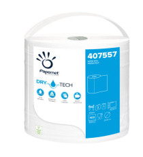 Bobina asciugatutto DryTech - 2 veli - diametro 25 cm - 23,4 cm x 152 mt -  400 strappi - finitura liscia - bianco - Pap