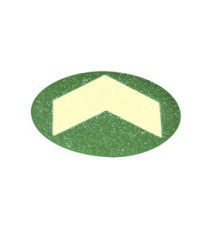 Bollo con freccia fotoluminescente adesiva - diametro 6 cm - giallo/verde Bollo con freccia fotoluminescente adesiva - diametro 6 cm - giallo/verde