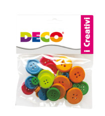 Bottoni - in legno - colori neon - Deco - conf. 30 pezzi Bottoni - in legno - colori neon - Deco - conf. 30 pezzi