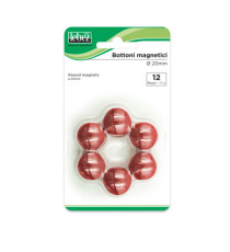 Bottoni magnetici - diametro 2 cm - rosso - Lebez - blister 12 pezzi Bottoni magnetici - diametro 2 cm - rosso - Lebez - blister 12 pezzi