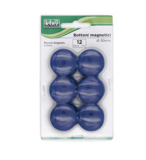 Bottoni magnetici - diametro 3 cm - blu - Lebez - blister 12 pezzi