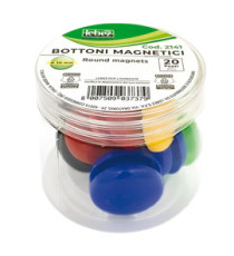 Bottoni magnetici tondi - diametro 3 cm - colori assortiti - Lebez - barattolo da 20 pezzi