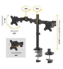 Bracci porta monitor Reflex Series - doppio - 55x11,6x72,6cm - Fellowes