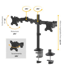 Bracci porta monitor Reflex Series - doppio - 55x11,6x72,6cm - Fellowes
