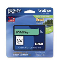 Brother - Nastro -  Nero/Verde - TZE741 - 18mm x 8mt Brother - Nastro -  Nero/Verde - TZE741 - 18mm x 8mt