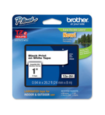 Brother - Nastro - Nero/Bianco - TZE251 - 24mm x 8mt Brother - Nastro - Nero/Bianco - TZE251 - 24mm x 8mt