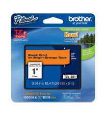 Brother - Nastro laminato fluorescente - Nero/Arancio fluo - TZEB51 - 24mm x 5mt Brother - Nastro laminato fluorescente - Nero/Arancio fluo - TZEB51 - 24mm x 5mt