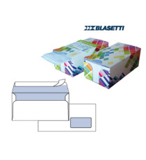 Busta Mailpack - con finestra - strip adesivo - 11 x 23 cm - 90 gr - bianco - Blasetti - dispenser 150 pezzi