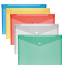Buste con bottone - PPL - 33,5x23,5 cm - colori assortiti - Lebez - conf. 5 pezzi Buste con bottone - PPL - 33,5x23,5 cm - colori assortiti - Lebez - conf. 5 pezzi