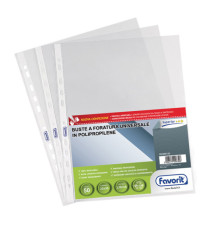 Buste forate Special PP - Superior - liscia - 22x30 cm - trasparente - Favorit - conf. 50 pezzi Buste forate Special PP - Superior - liscia - 22x30 cm - trasparente - Favorit - conf. 50 pezzi