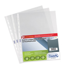Buste forate Special PP - Superior - liscia - 22x30 cm - trasparente - Favorit - conf. 50 pezzi Buste forate Special PP - Superior - liscia - 22x30 cm - trasparente - Favorit - conf. 50 pezzi