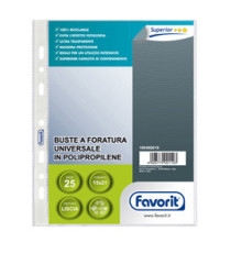 Buste forate Special PP - Superior - liscio - 15x21 cm - trasparente - Favorit - conf. 25 pezzi Buste forate Special PP - Superior - liscio - 15x21 cm - trasparente - Favorit - conf. 25 pezzi
