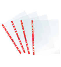 Buste forate Sprint - c/ banda - liscia - 22 x 30 cm - rosso - Favorit - conf. 25 pezzi Buste forate Sprint - c/ banda - liscia - 22 x 30 cm - rosso - Favorit - conf. 25 pezzi