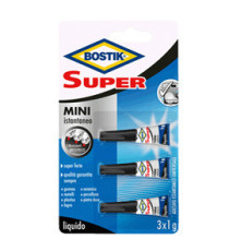 Colla istantanea universale - Super Mini blister - 3 x 1 gr - trasparente - Bostik Colla istantanea universale - Super Mini blister - 3 x 1 gr - trasparente - Bostik
