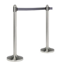 Colonnina segnapercorso cromata - altezza 100 cm - nastro retrattile grigio da 210 cm - Securit Colonnina segnapercorso cromata - altezza 100 cm - nastro retrattile grigio da 210 cm - Securit