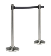 Colonnina segnapercorso cromata - altezza 100 cm - nastro retrattile nero da 210 cm - Securit Colonnina segnapercorso cromata - altezza 100 cm - nastro retrattile nero da 210 cm - Securit