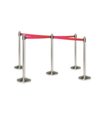 Colonnina segnapercorso cromata - altezza 100 cm - nastro retrattile rosso da 210 cm - Securit Colonnina segnapercorso cromata - altezza 100 cm - nastro retrattile rosso da 210 cm - Securit