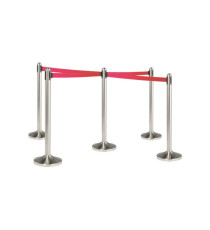 Colonnina segnapercorso cromata - altezza 100 cm - nastro retrattile rosso da 210 cm - Securit Colonnina segnapercorso cromata - altezza 100 cm - nastro retrattile rosso da 210 cm - Securit