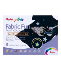 Colore in tubetto per tessuto Fabric Fun - colori sparkling assortiti - Pentel - conf. 8 pezzi