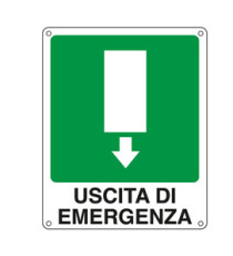 Cartello segnalatore - 25x31 cm - USCITA DI EMERGENZA - alluminio - Cartelli Segnalatori Cartello segnalatore - 25x31 cm - USCITA DI EMERGENZA - alluminio - Cartelli Segnalatori