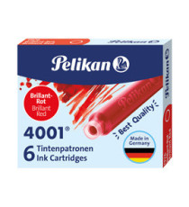Cartucce inchiostro 4001 (TP/6)  - lunghezza 39mm - rosso - Pelikan  - conf. 6 pezzi