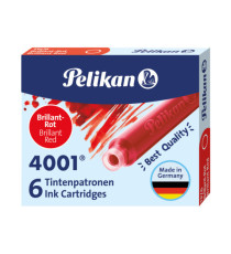 Cartucce inchiostro 4001 (TP/6)  - lunghezza 39mm - rosso - Pelikan  - conf. 6 pezzi
