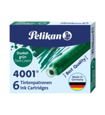Cartucce inchiostro 4001 (TP/6)  - lunghezza 39mm - verde scuro - Pelikan  - conf. 6 pezzi