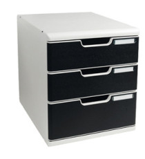 Cassettiera Modulo A4 - 28,8 x 32 x 35 cm - 3 cassetti - grigio/nero - Exacompta Cassettiera Modulo A4 - 28,8 x 32 x 35 cm - 3 cassetti - grigio/nero - Exacompta