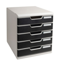 Cassettiera Modulo A4 - 28,8 x 32 x 35 cm - 5 cassetti - grigio/nero - Exacompta Cassettiera Modulo A4 - 28,8 x 32 x 35 cm - 5 cassetti - grigio/nero - Exacompta