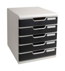 Cassettiera Modulo A4 - 28,8 x 32 x 35 cm - 5 cassetti - grigio/nero - Exacompta Cassettiera Modulo A4 - 28,8 x 32 x 35 cm - 5 cassetti - grigio/nero - Exacompta