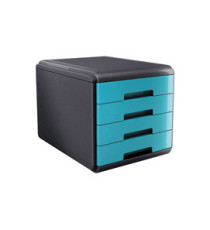 Cassettiera Mydesk - 29,5 x 38,5 x 28,2 cm - 4 cassetti da 4,5 cm - grigio/turchese - Arda Cassettiera Mydesk - 29,5 x 38,5 x 28,2 cm - 4 cassetti da 4,5 cm - grigio/turchese - Arda