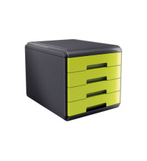 Cassettiera Mydesk - 29,5 x 38,5 x 28,2 cm - 4 cassetti da 4,5 cm - grigio/verde - Arda Cassettiera Mydesk - 29,5 x 38,5 x 28,2 cm - 4 cassetti da 4,5 cm - grigio/verde - Arda