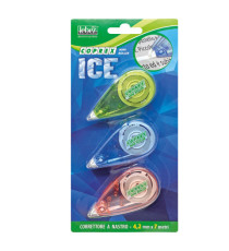 Correttore a nastro Mini roller  - 4,2mm x 7mt - versione Ice - Lebez - conf. 3 pezzi Correttore a nastro Mini roller  - 4,2mm x 7mt - versione Ice - Lebez - conf. 3 pezzi