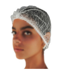 Cuffie a clip plissettate - taglia unica - diametro 53 cm - PLP - bianco - Worker - conf. 100 pezzi Cuffie a clip plissettate - taglia unica - diametro 53 cm - PLP - bianco - Worker - conf. 100 pezzi