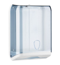 Dispenser asciugamani piegati - 28x13,7x37,5 cm - plastica - bianco/azzurro trasparente - Mar Plast Dispenser asciugamani piegati - 28x13,7x37,5 cm - plastica - bianco/azzurro trasparente - Mar Plast