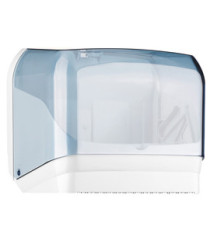 Dispenser per asciugamani in rotolo/fogli - 30x19,5x25,1 cm - plastica - bianco/azzurro trasparente - Mar Plast Dispenser per asciugamani in rotolo/fogli - 30x19,5x25,1 cm - plastica - bianco/azzurro trasparente - Mar Plast