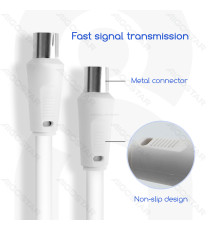 Cavo antenna TV 15MT maschio-femmina bianco, trasmissione ad alta definizione,Guaina in PVC ecologico, certifcazione CE