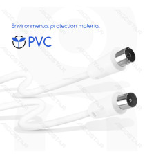 Cavo antenna TV 15MT maschio-femmina bianco, trasmissione ad alta definizione,Guaina in PVC ecologico, certifcazione CE