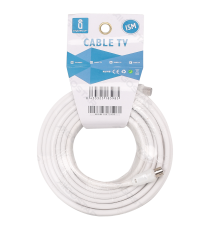 Cavo antenna TV 15MT maschio-femmina bianco, trasmissione ad alta definizione,Guaina in PVC ecologico, certifcazione CE